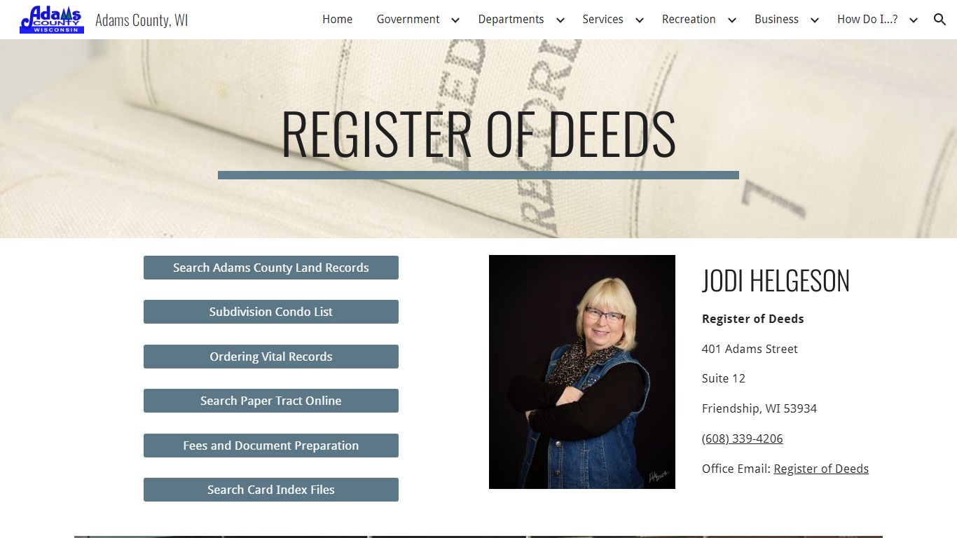 Adams County, WI - Register of Deeds